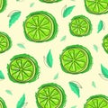 Lime Pattern Citrus Fruit Vector Illustration Green Line Royalty Free Stock Photo